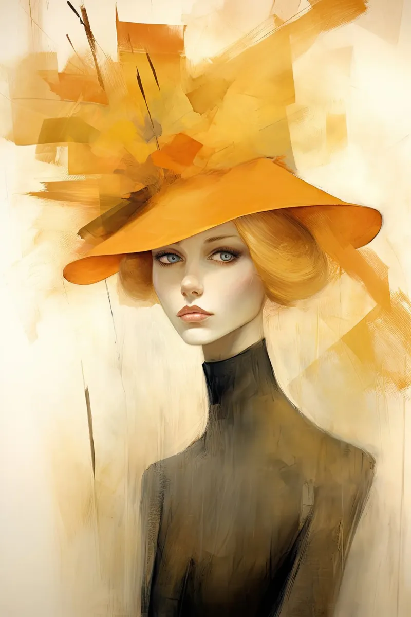 Femme avec un chapeau jaune hahnemühle de Imagine