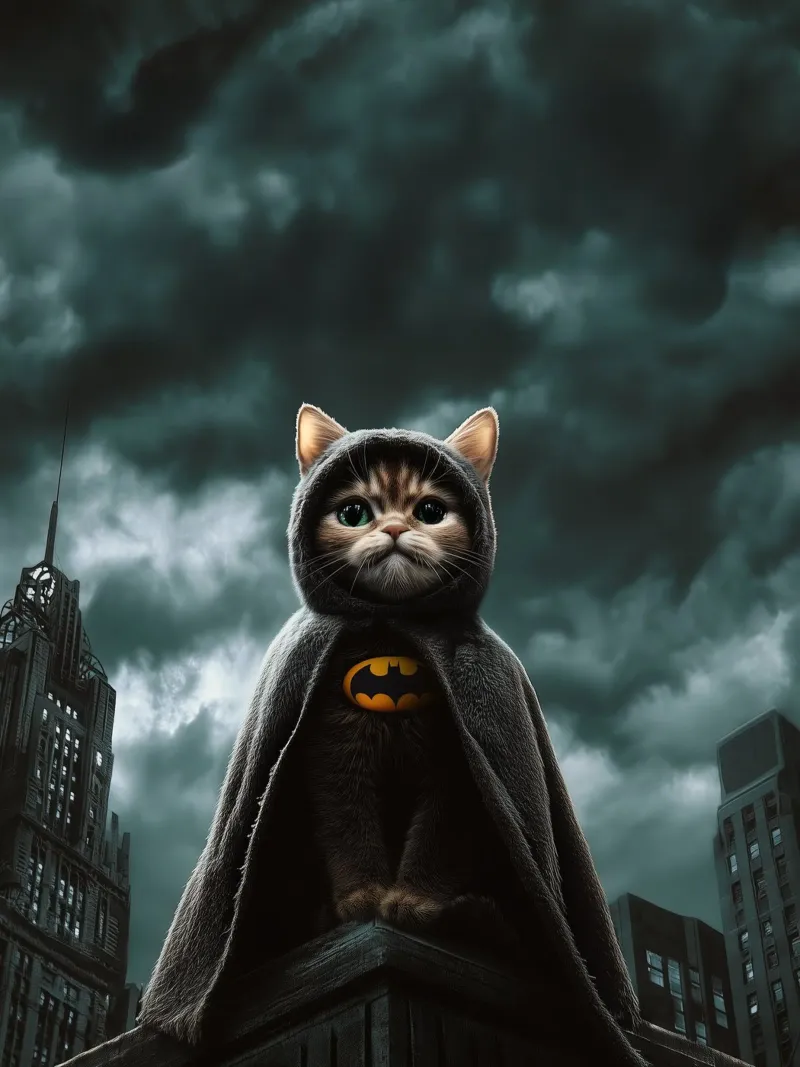 I am a Cat Batman Nr. 03 poster con telaio in alluminio da lazydaypaper