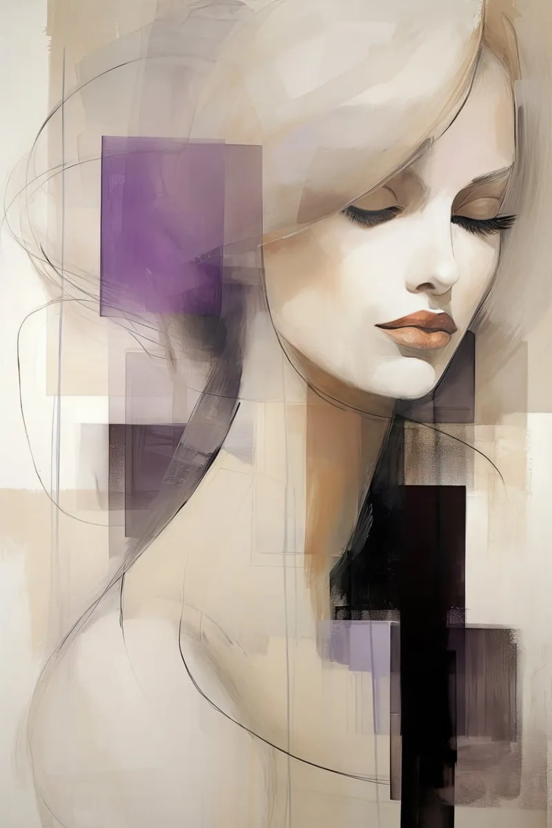 Ritratto femminile astratto con viola e grigio pellicola backlit da Imagine