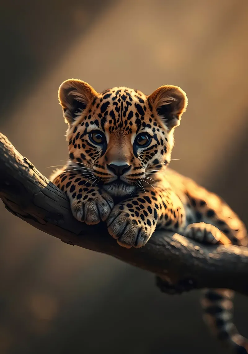 cucciolo di leopardo ramo albero macchie pelliccia fauna selvatica giungla animale nat pellicola backlit da Ashish Kashyap