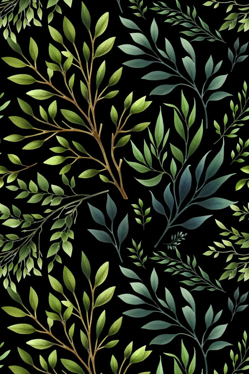 Branches Botanical Print Green and Black alu-dibond by SilverPegasus