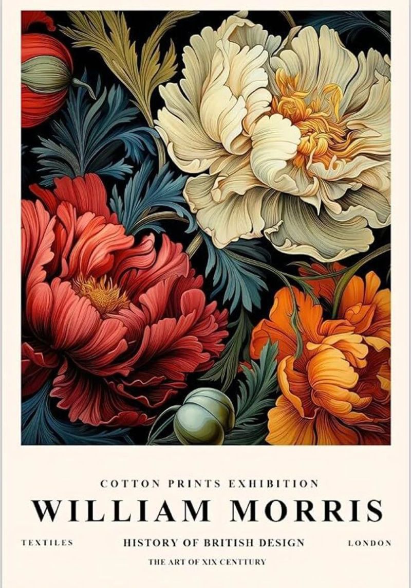 dekorative kunst rote und weiße rosen william morris Poster von komo store