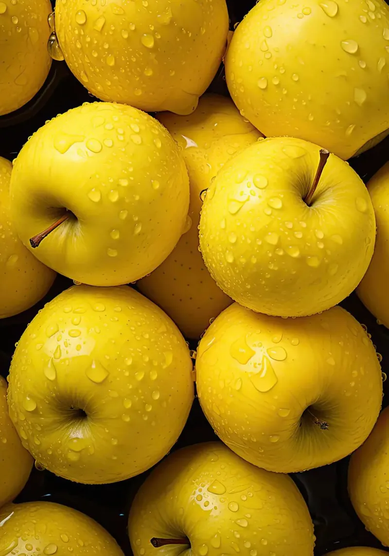 manzanas amarillas metacrilato de Luke Yaeger