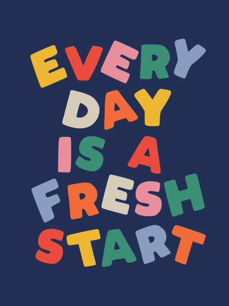 Every Day is a Fresh Start Rainbow Typography Design canvas with Floater frame by THE MOTIVATED TYPE