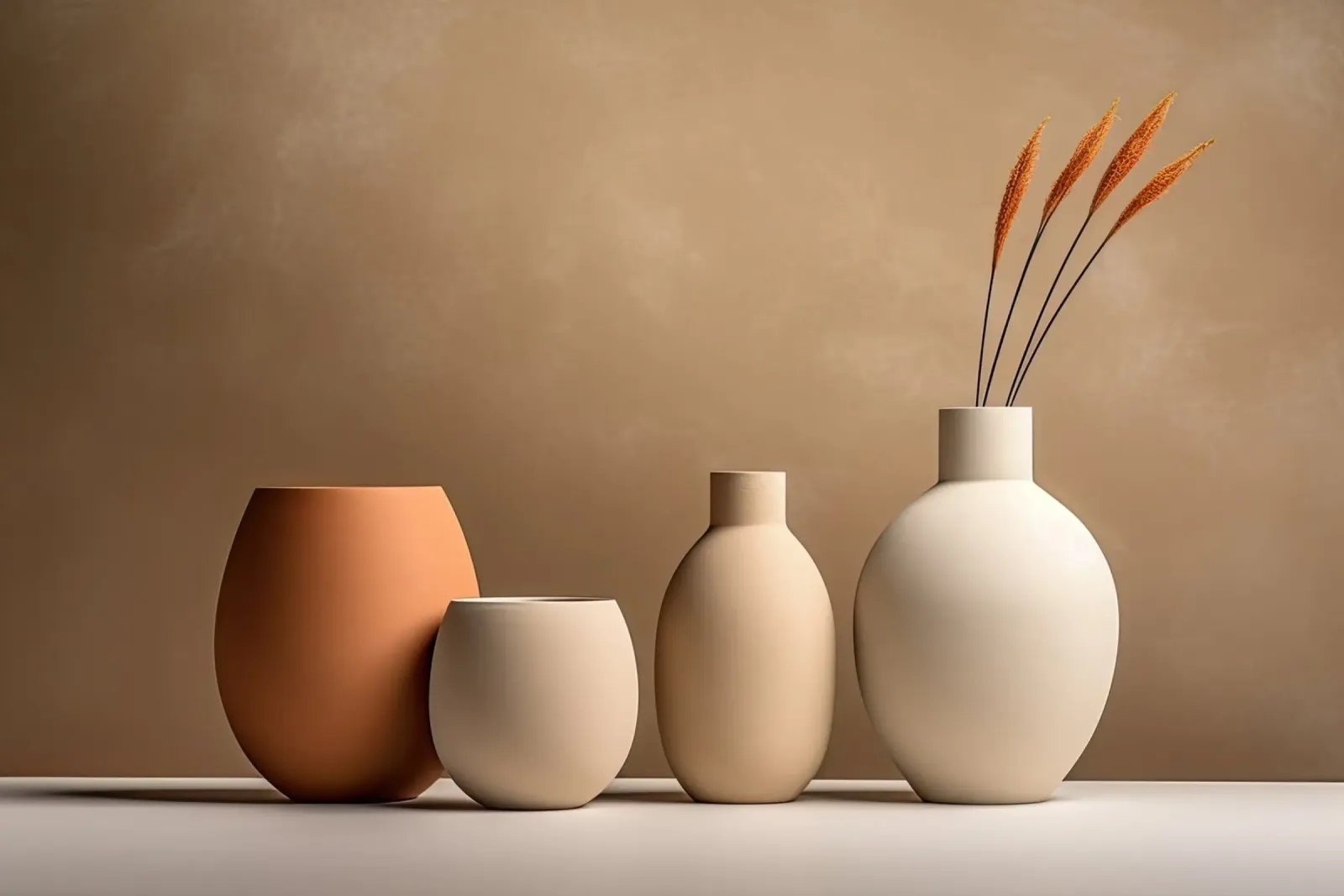 Pottery still life in sand colours poster by Imagine
