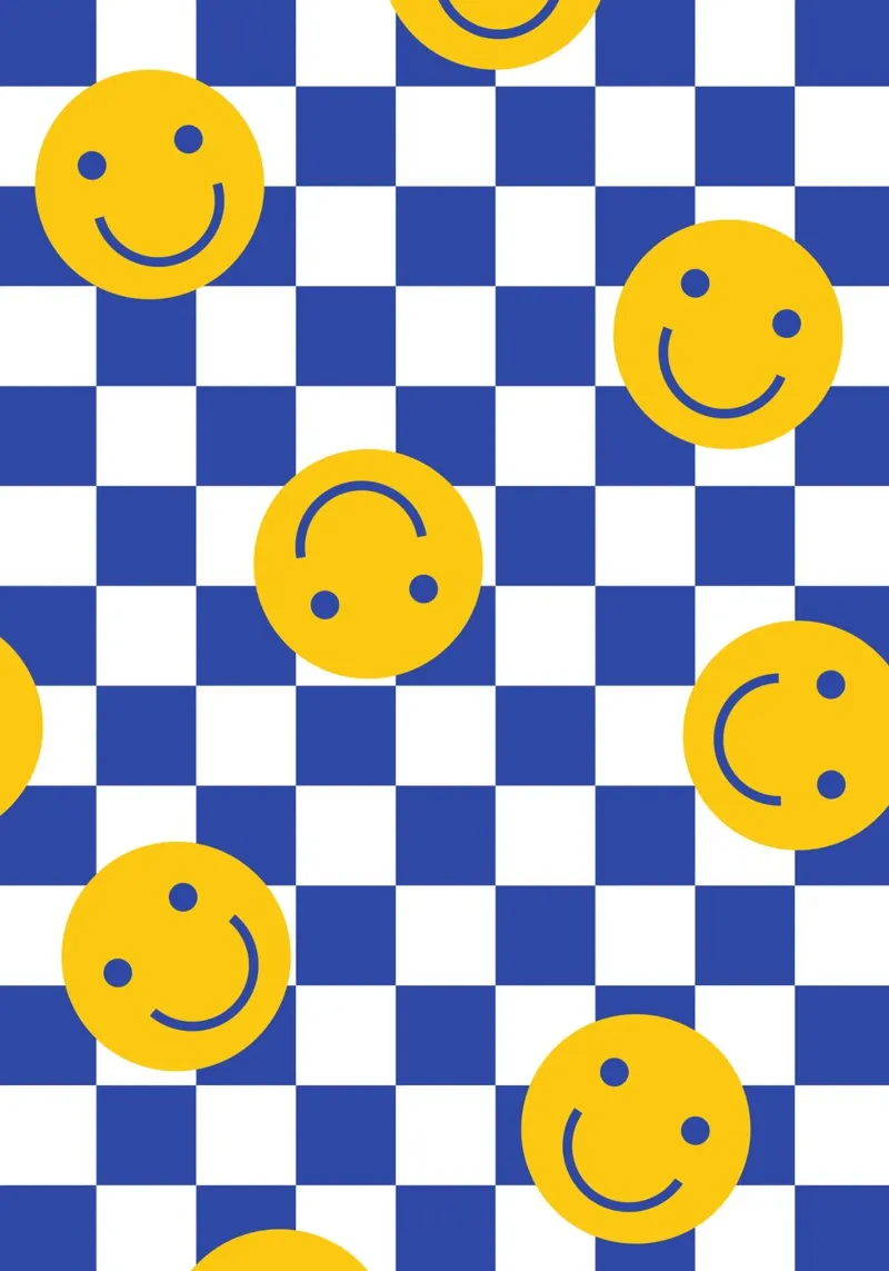 Smilies Blau poster con telaio in legno da studio salü