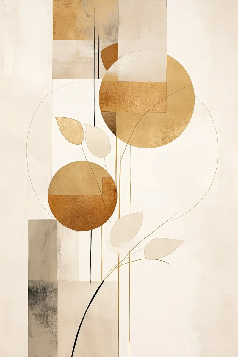 Abstracto botánico en colores arena metacrilato de Imagine