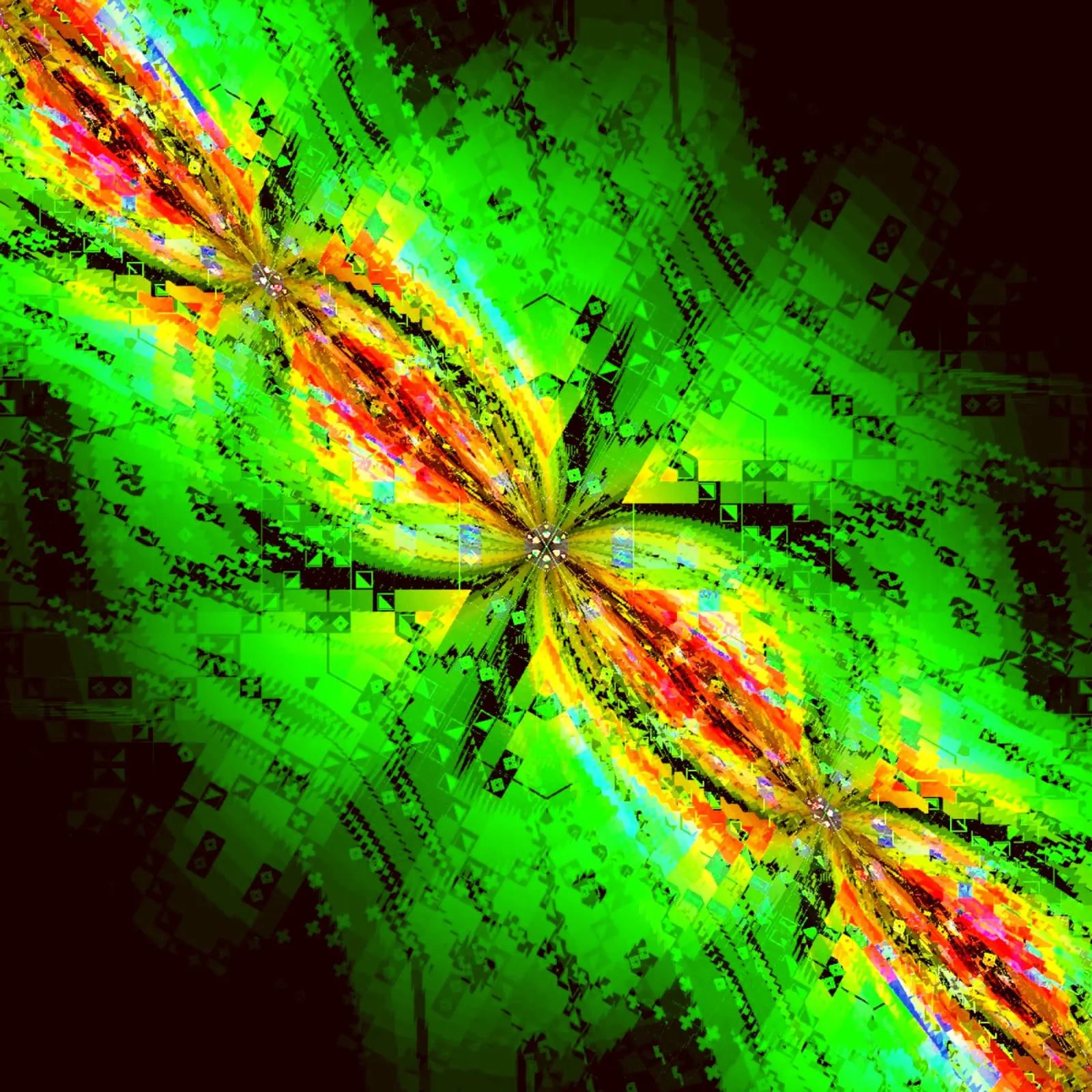 Illusione di caratteri vorticosi in colori verdi e rossastri pellicola backlit da Gürsel Yesil Digital Art