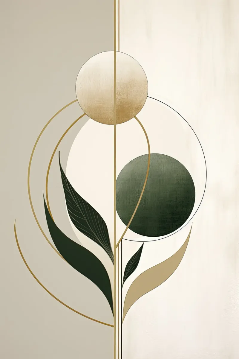 Abstract botanisch canvas met Baklijst van Imagine