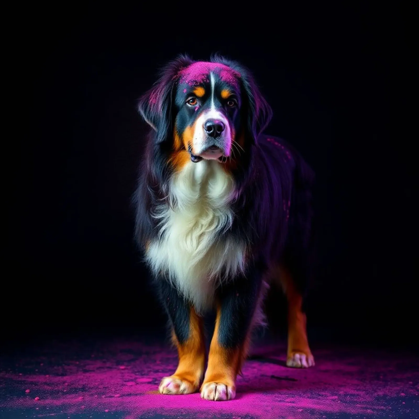 The colorful Bernese Mountain Dog #217 canvas with Floater frame by Yumis.Beargang.and.Me