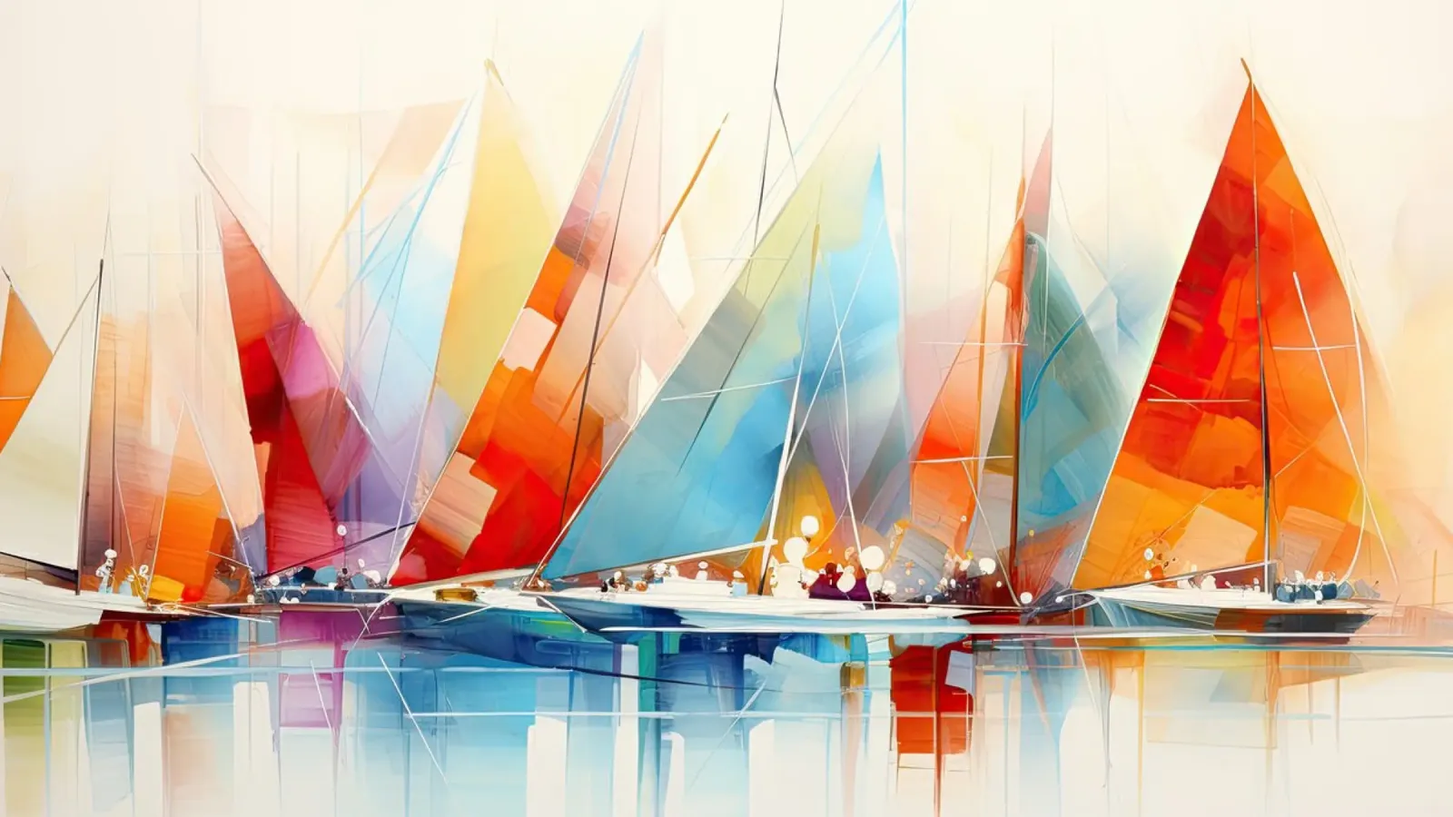Sailboats, abstract in bright colours canvas by Imagine