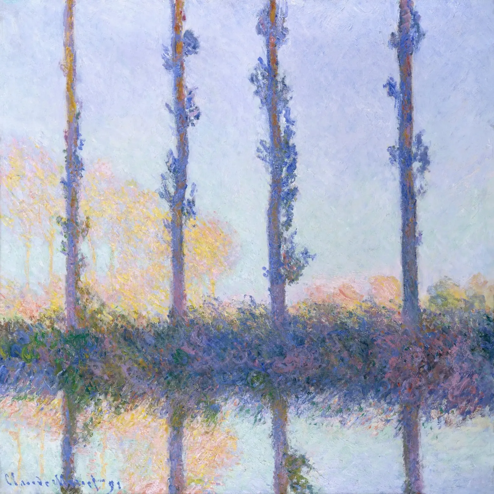 I quattro alberi (1891) di Claude Monet pellicola backlit da Monet Art Prints