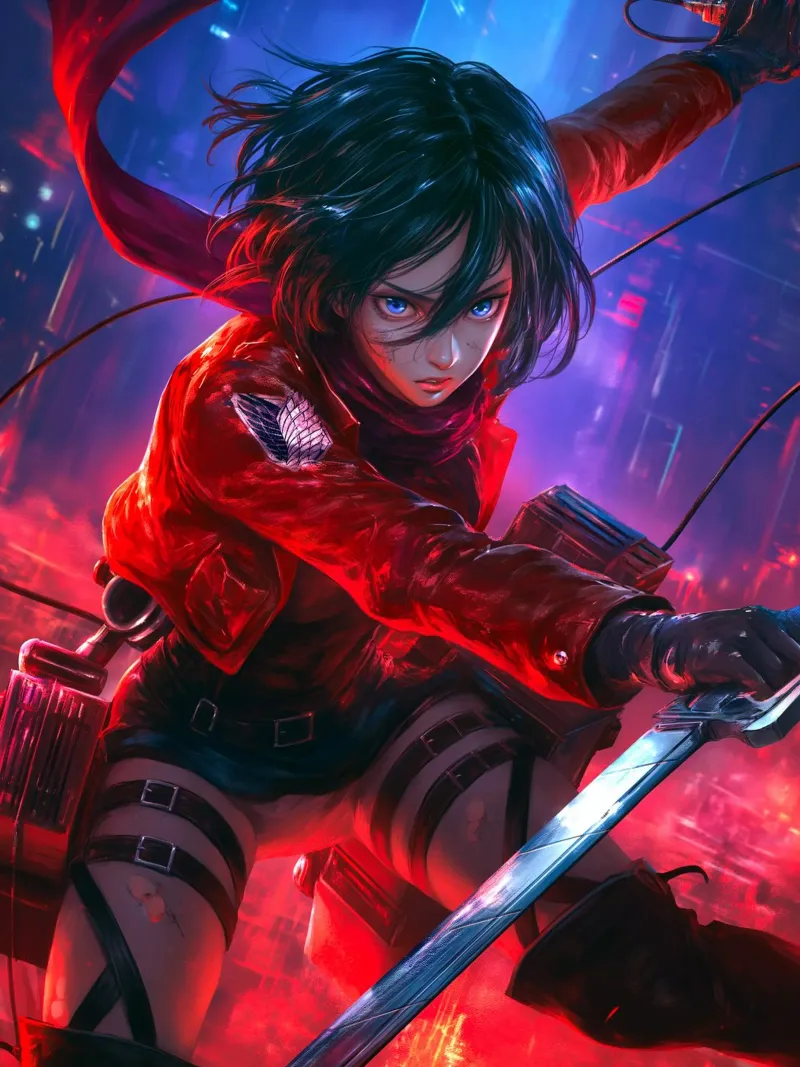 Mikasa Ackerman Attacco su Titano pellicola backlit da Fleur de Lys