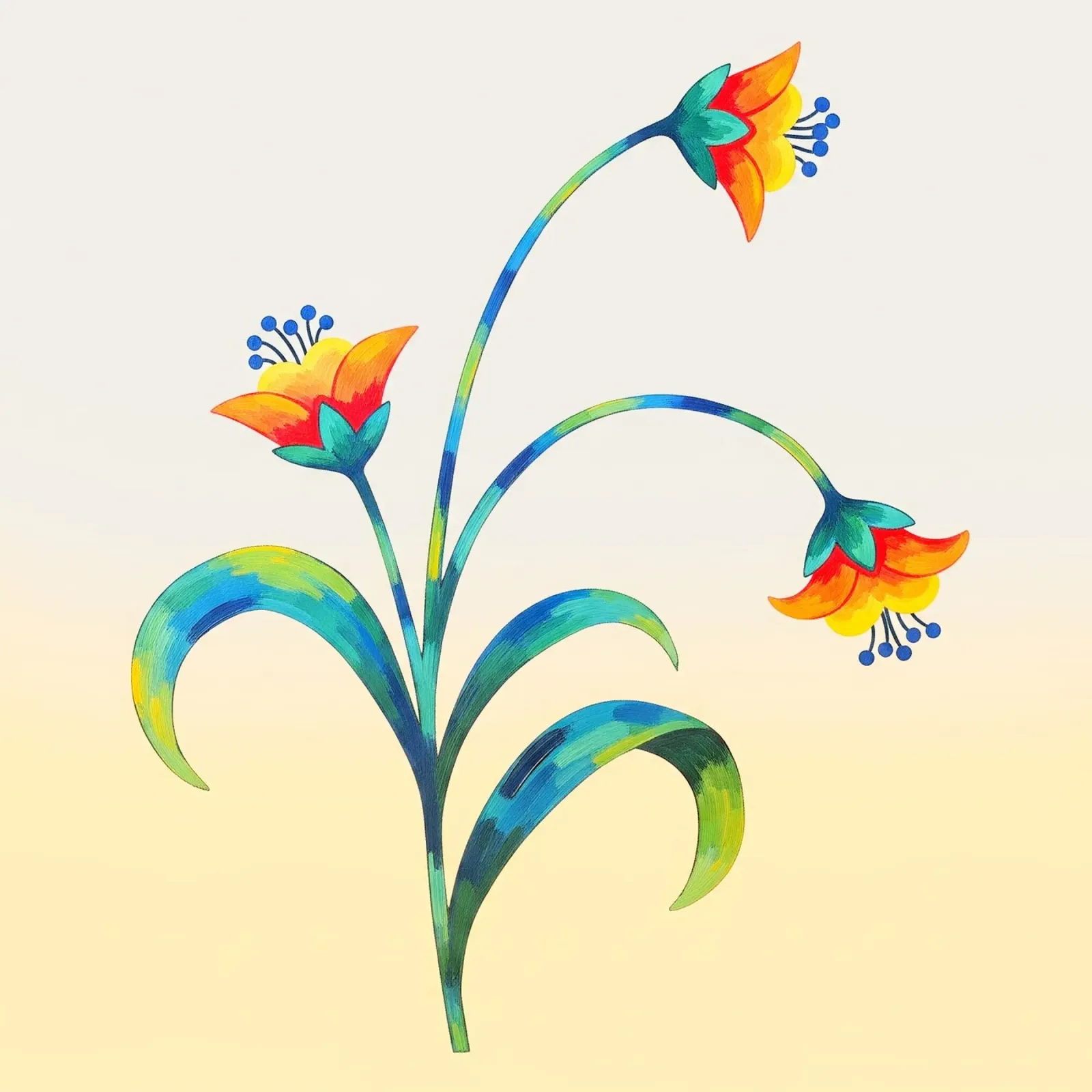 Floral bauhaus #036: Whimsical Bellflower Dance poster by Zen Design