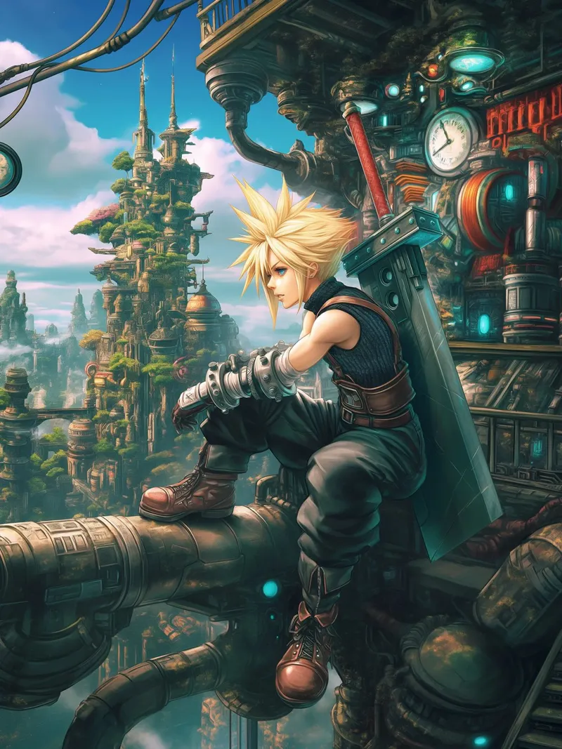 Final Fantasy canvas met Baklijst van Fleur de Lys