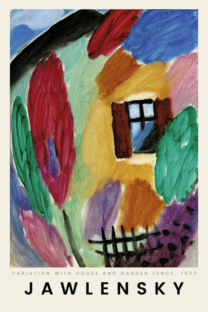 Alexej von Jawlensky - Variation with House and Garden Fence poster con marco de plástico de ARTOTHEK