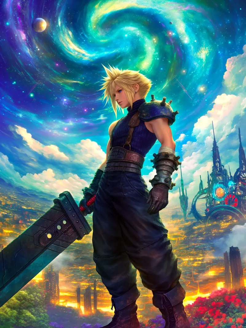 Fantasia Finale poster con telaio in legno da Fleur de Lys