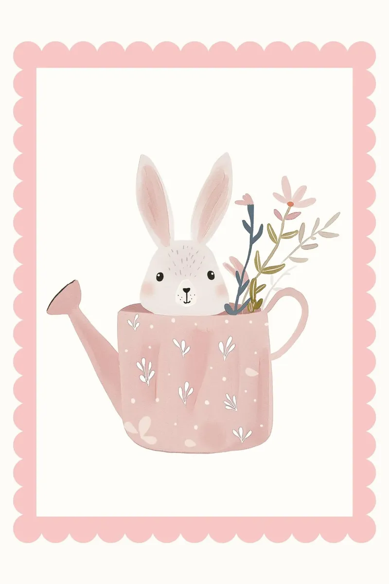 Cute Bunny Print, Nursery Wall Art canvas with Floater frame by Little Lola