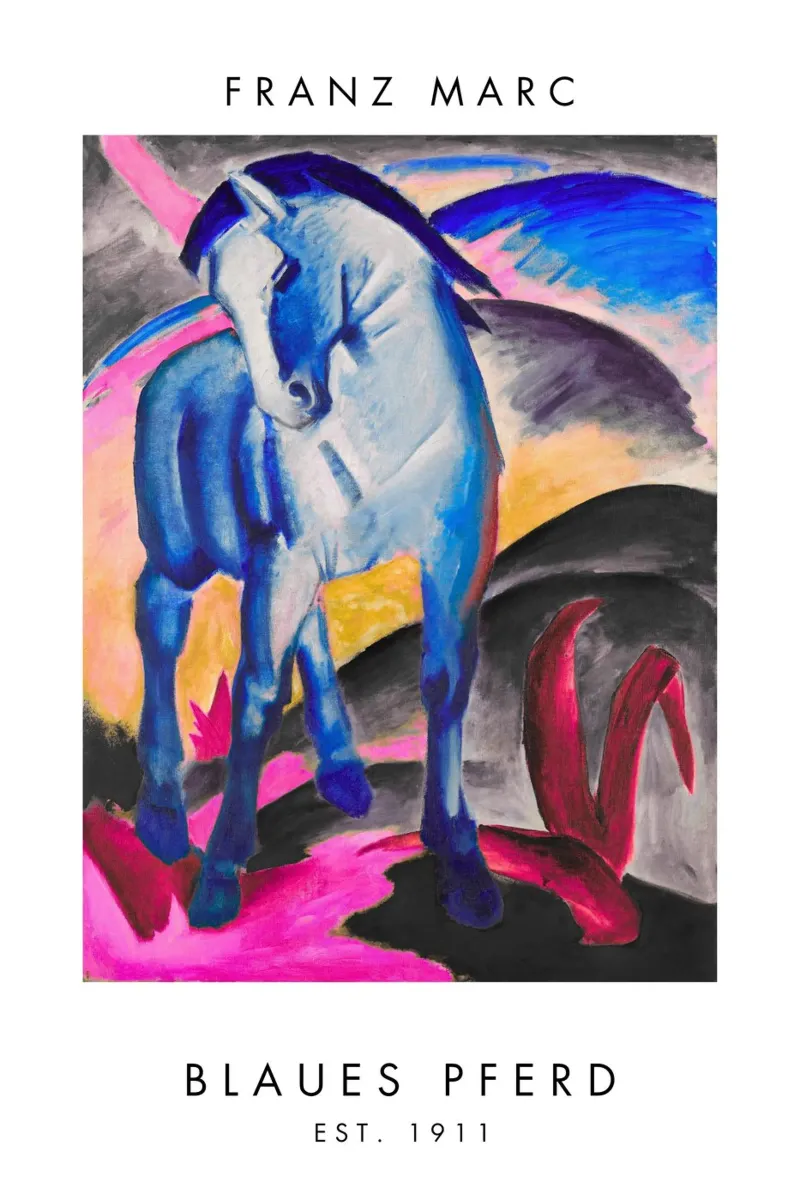 Franz Marc - Blaues Pferd poster con telaio in legno da Second Canvas