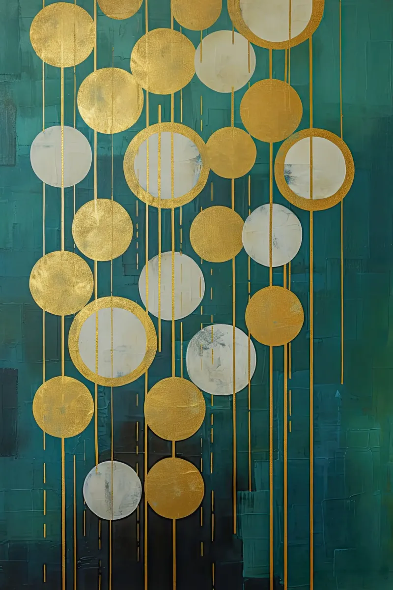 Golden circles, abstract hahnemühle by Imagine