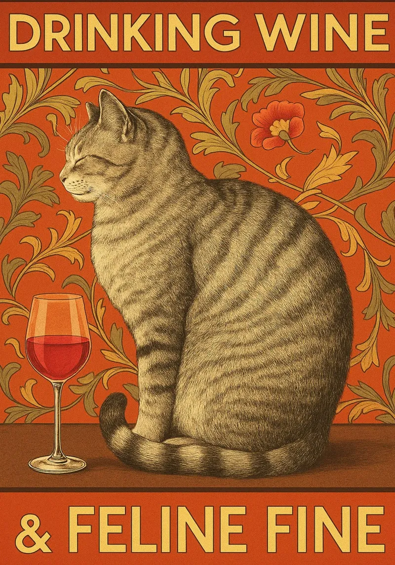 Bere vino Feline Fine Cat Funny poster da Rawdenox