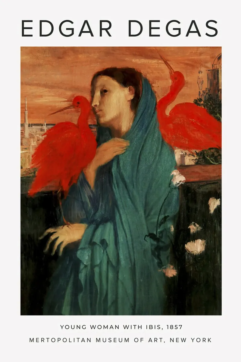 Edgar Degas - Giovane donna con ibis poster con telaio in legno da Alfieson