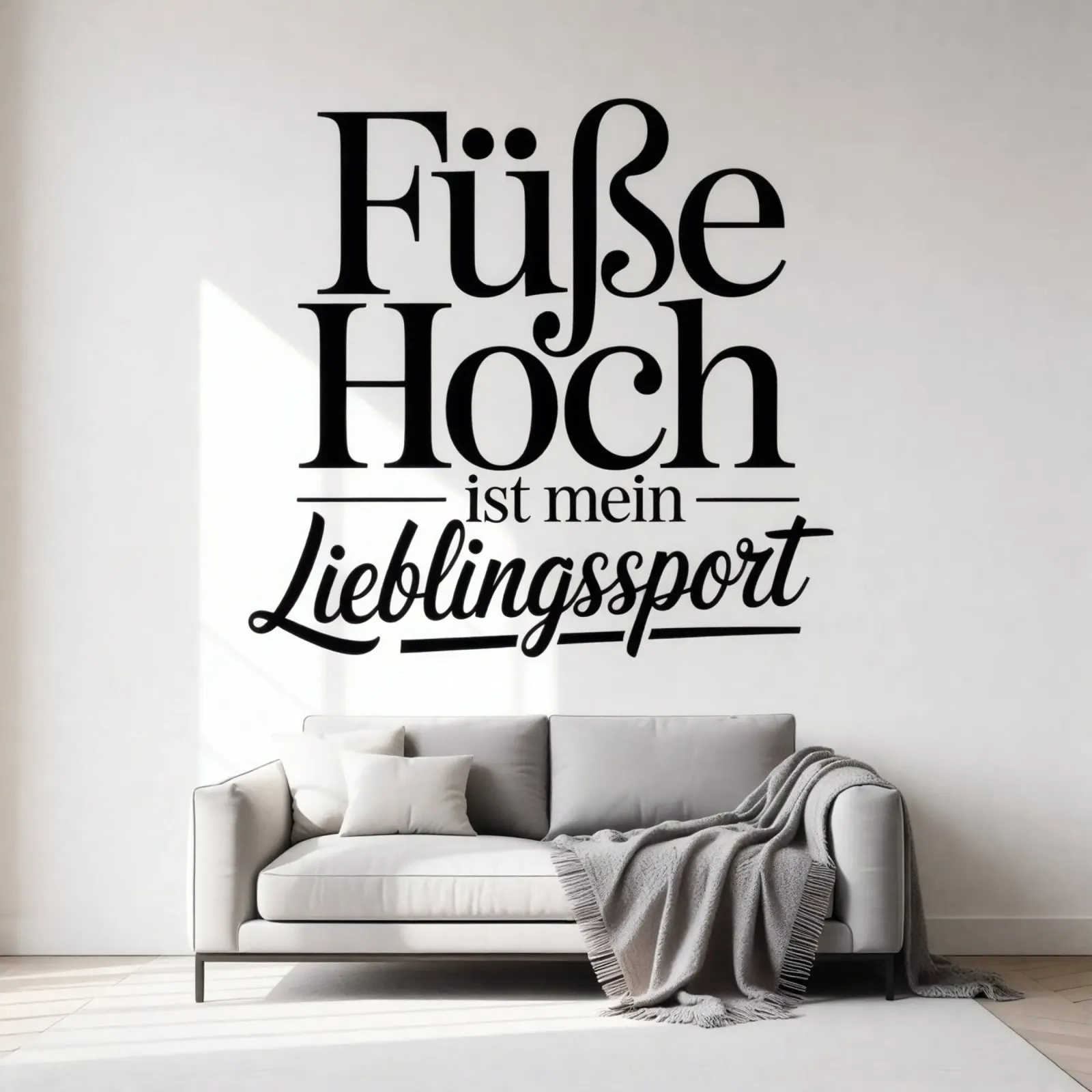 Füße hoch ist mein Lieblingssport poster with wooden frame by Aphorismiker