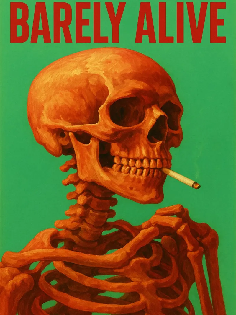 Barely Alive Skeleton Humor hahnemühle by Rawghenee