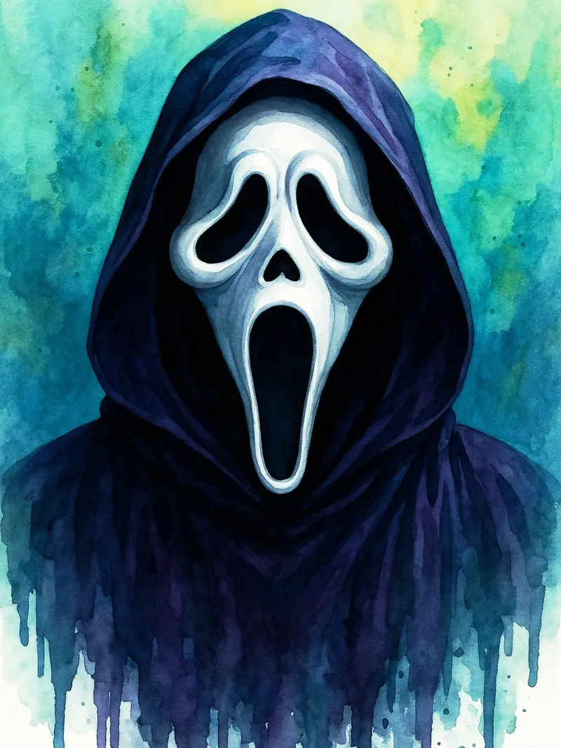 Immaginazione raccapricciante di Ghostface poster con telaio in alluminio da Rawghenee