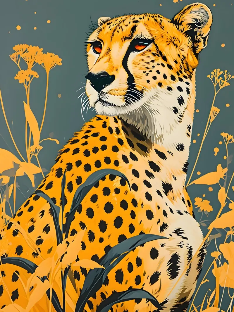Ritratto vintage leopardato poster con telaio in legno da Vintage Travel Art
