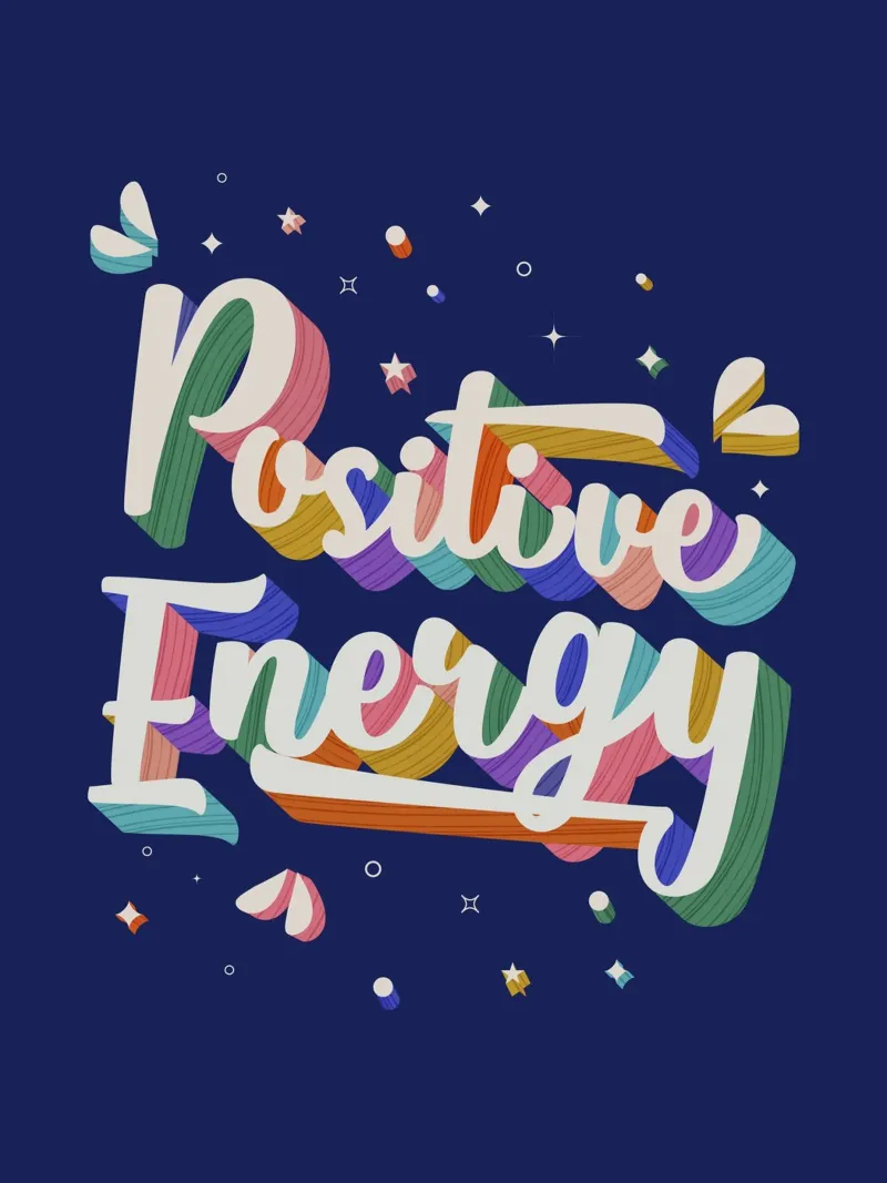Positive Energy Poster – Bold Letters, Fun Text, Vibrant acrylic glass by showmemars
