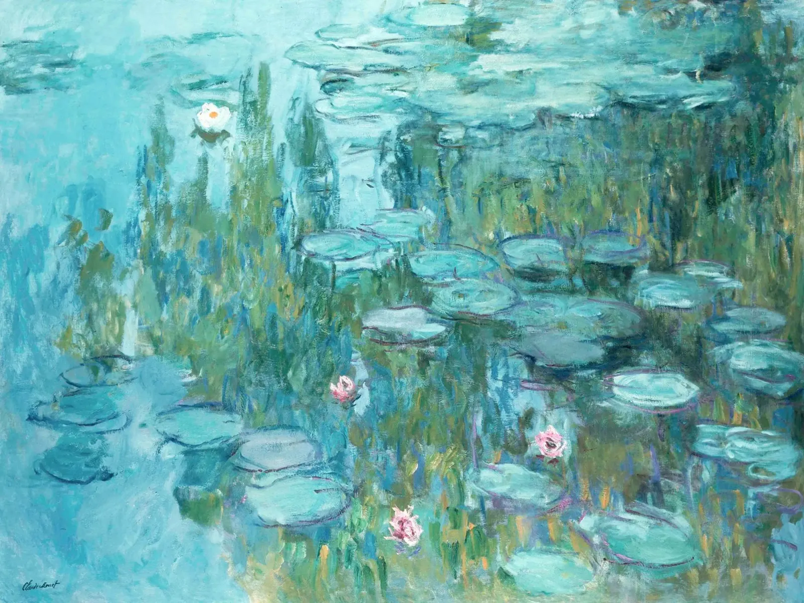Monet Water Lilies (c. 1915) poster con telaio in legno da apoloprints