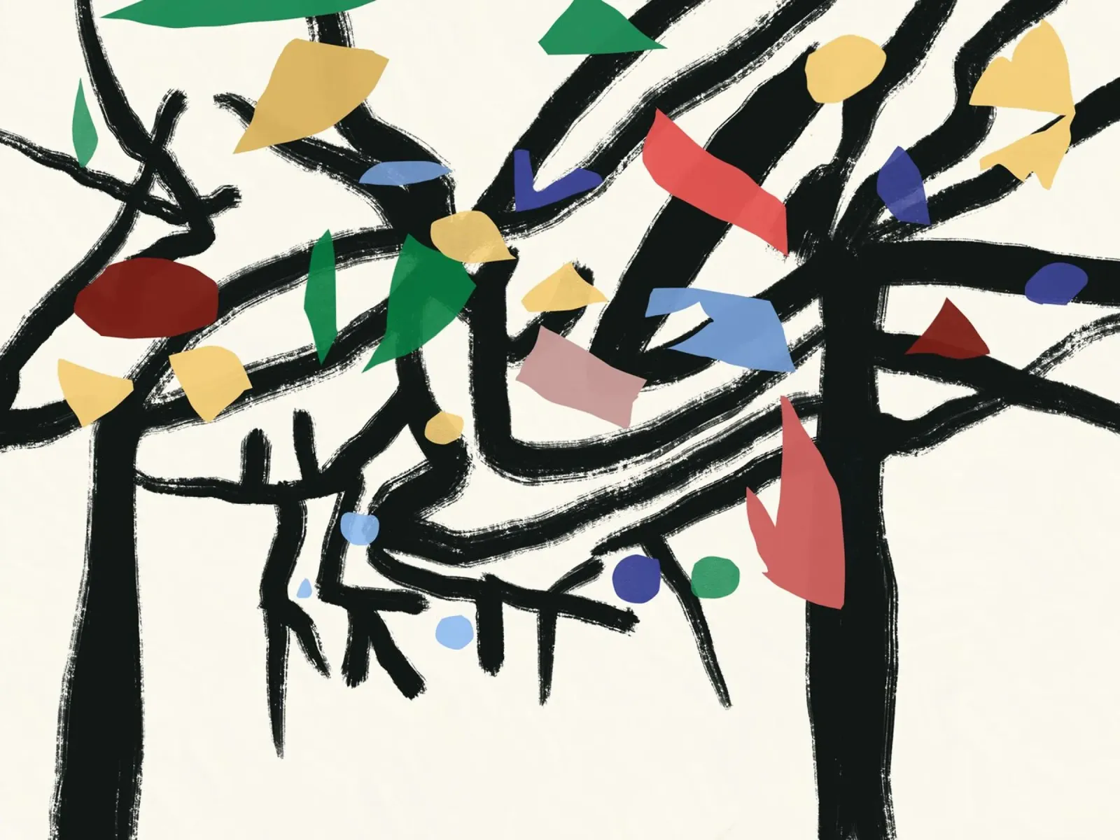 Abstract leaves and branches 02 canvas by Little Dean