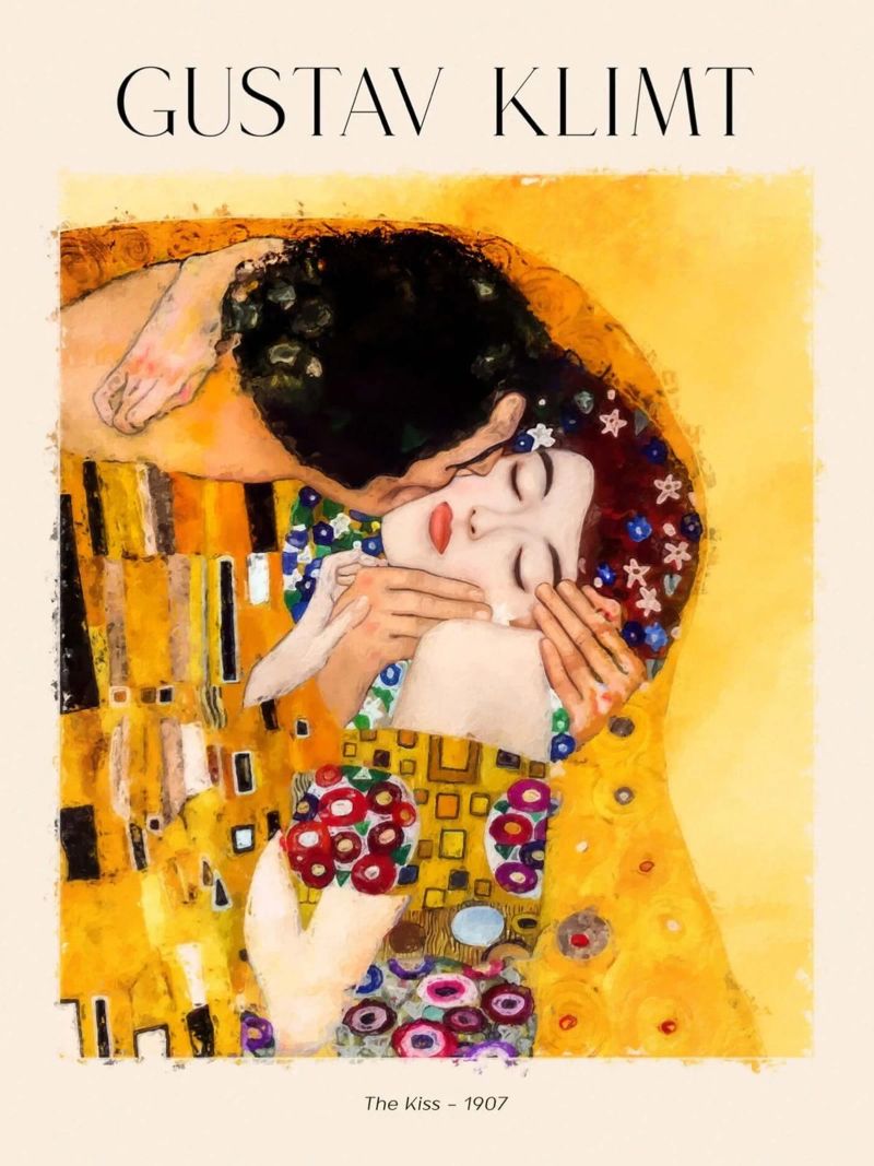 Gustav Klimt - The Kiss Leinwand von Super Art
