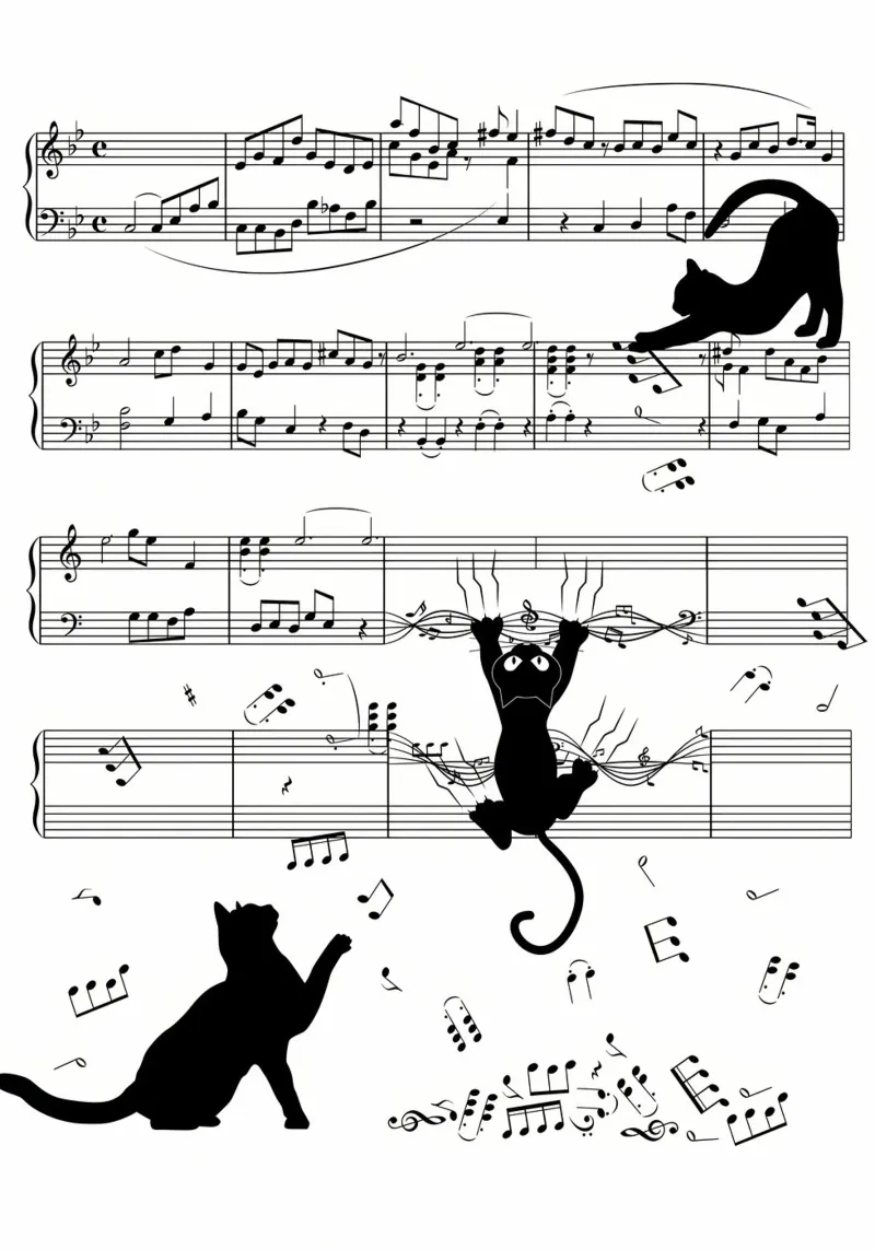 gatto note musicali spartito musicale notazione musicale pellicola backlit da Ashish Kashyap