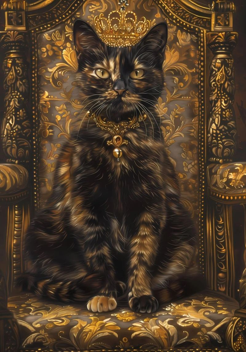 Katze Krone verzierten Stuhl Schmuck Goldakzente königlichen floral pat Poster von Ashish Kashyap