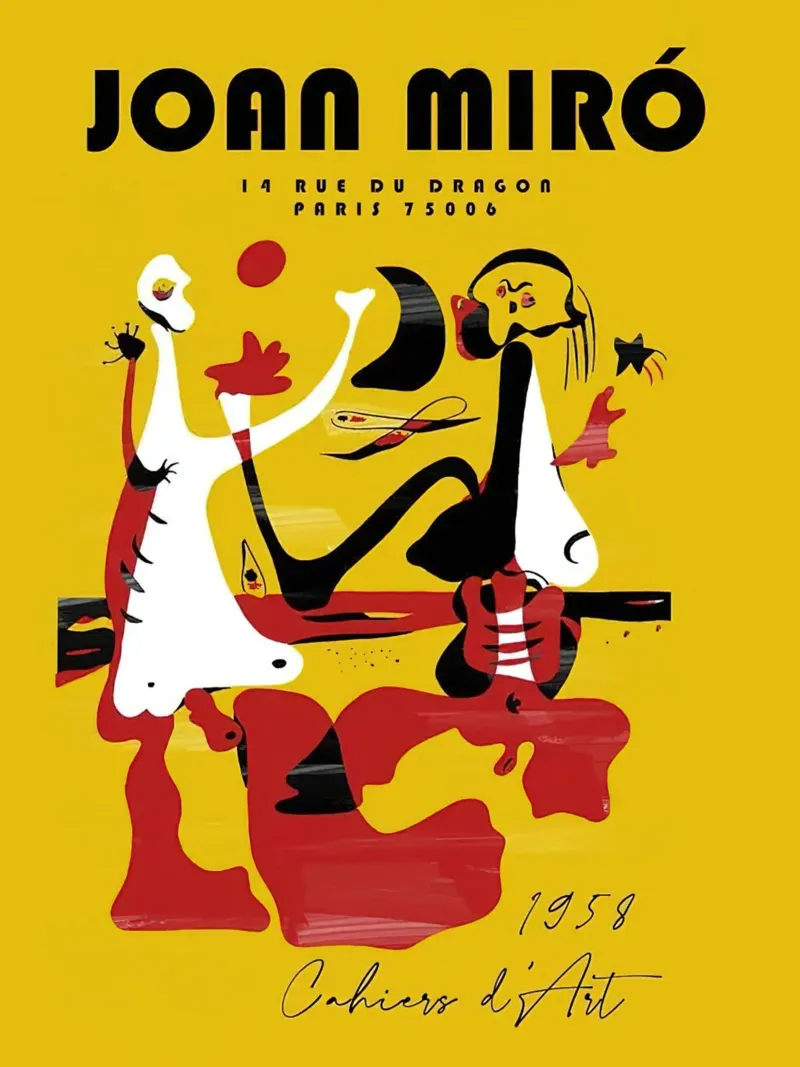 Joan Miro Retro Vintage poster con telaio in legno da DuncanBennett shop