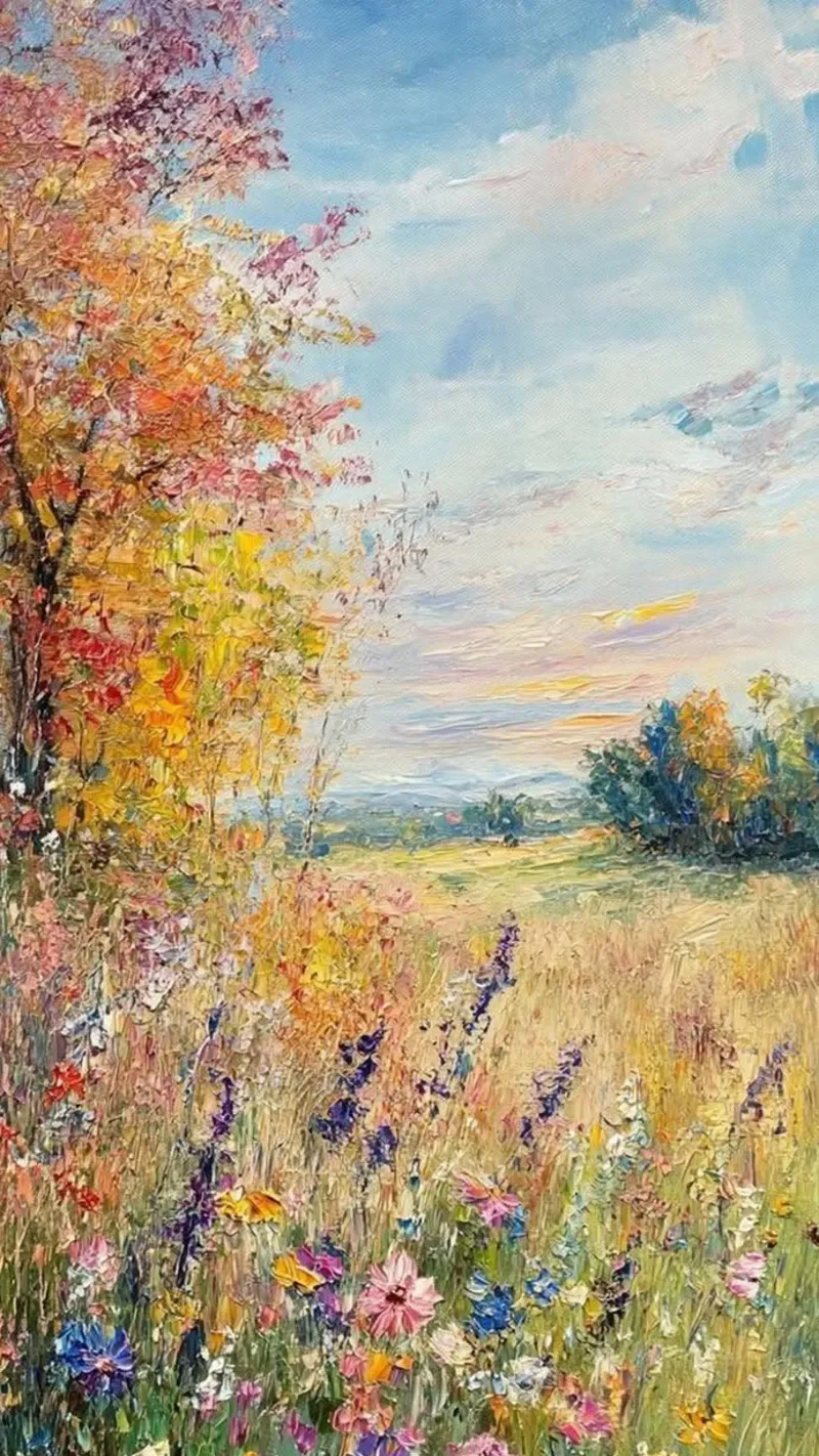fiori selvatici alberi d'autunno claude monet pellicola backlit da belong shop