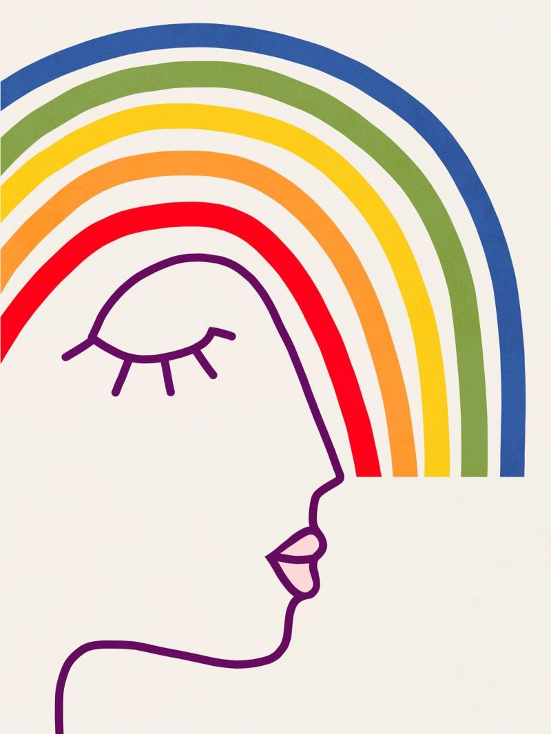 Wearing Pride - Tête arc-en-ciel abstraite poster de Dominique Vari