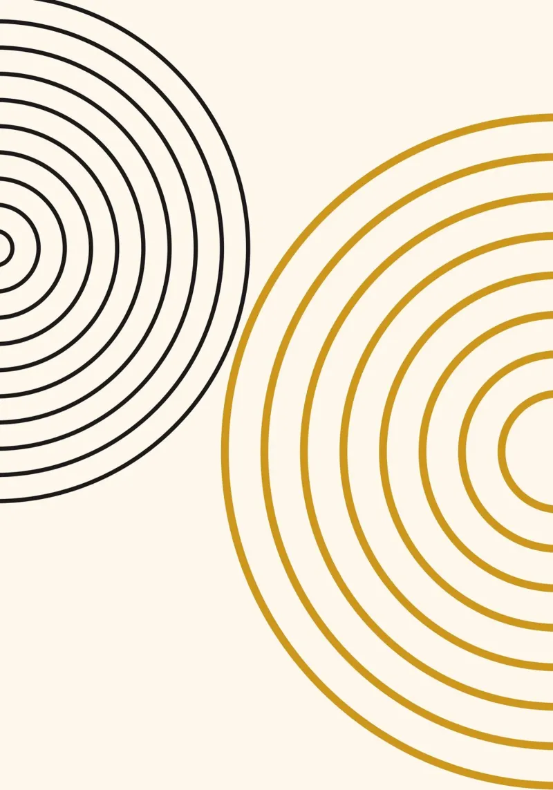 Concentric Circles Abstract - Modern Minimalist Gold & Black canvas by NorwesClub