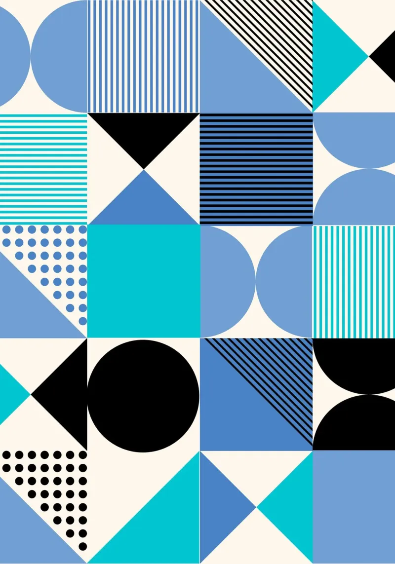 Bauhaus Blue Grid - Geometric Abstract Modern Art Print metacrilato de NorwesClub