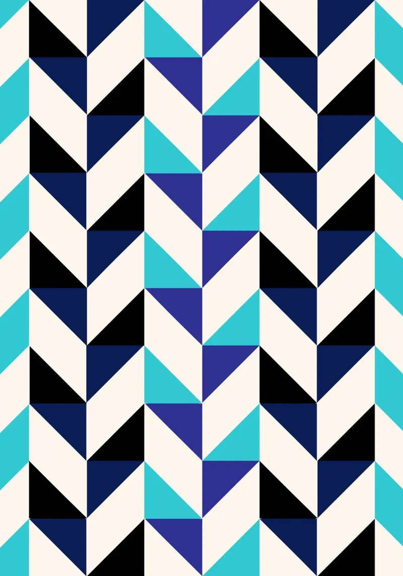 Geometric Chevron Pattern - Modern Blue & Black Abstract Art hahnemühle by NorwesClub