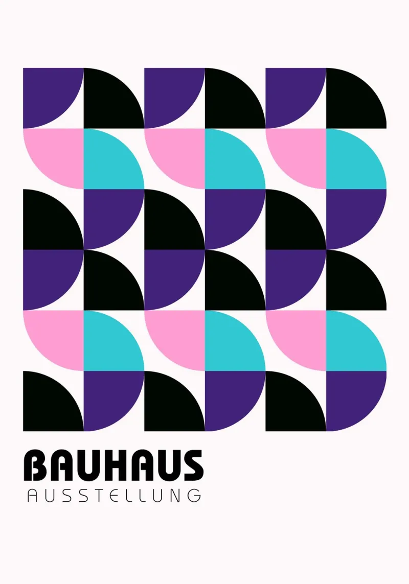 Bauhaus Geometric Grid - Modern Abstract Pop Art Print metacrilato de NorwesClub