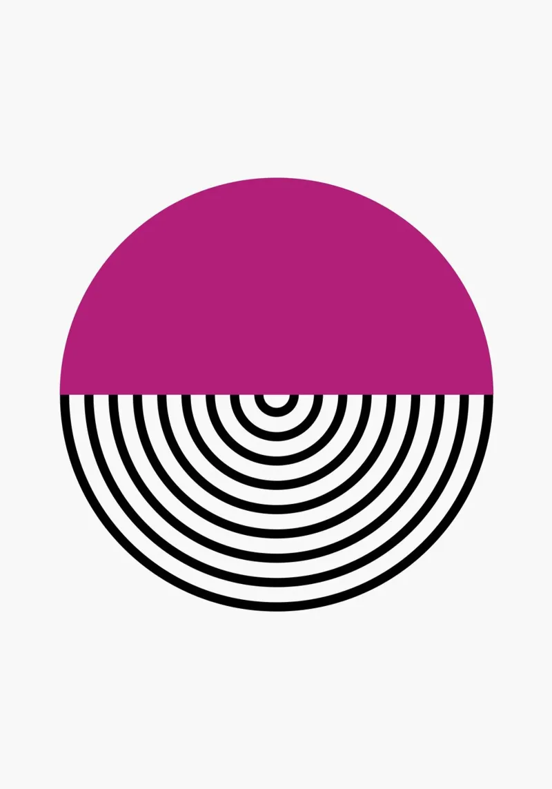 Magenta & Black Hypnotize - Modern Geometric Circle Art canvas with Floater frame by NorwesClub