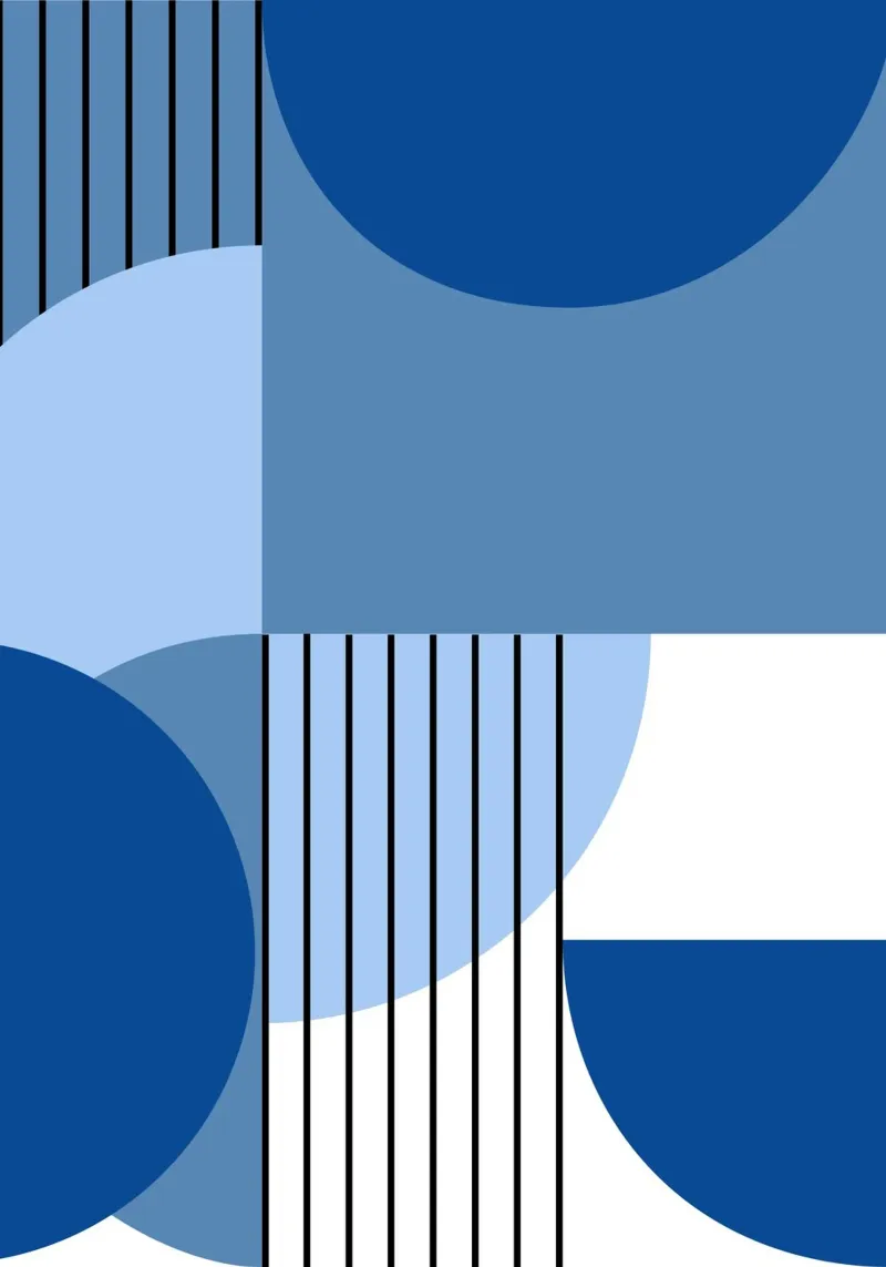 Blue Harmony Bauhaus - Modern Abstract Geometric Wall Art canvas by NorwesClub