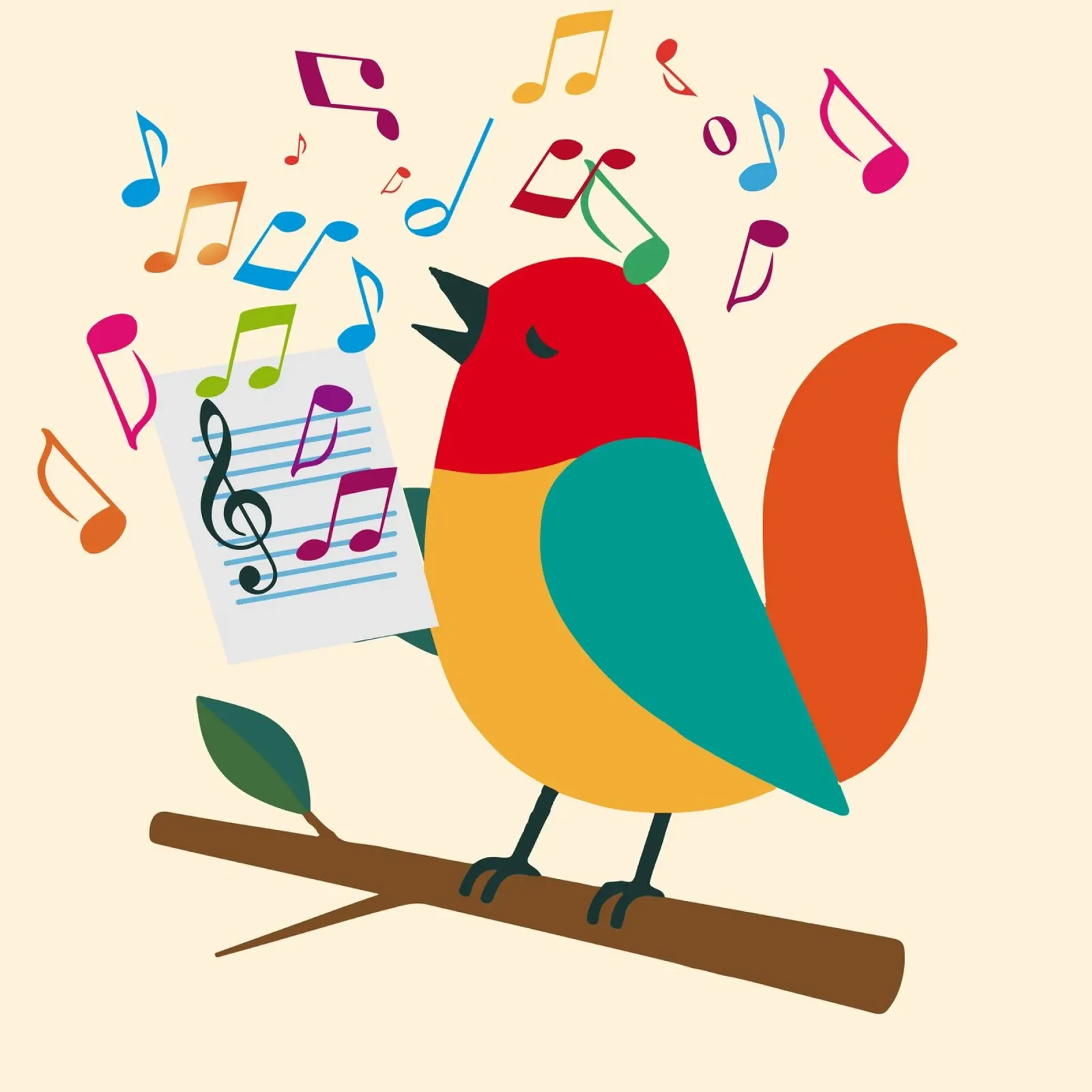 Uccello canterino con note colorate - Allegro motivo musicale plexiglass da namosh