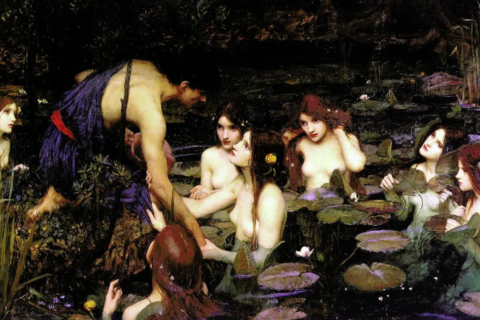 Waterhouse - Hylas And The Nymphs poster con telaio in legno da Vintage by JUNIQE