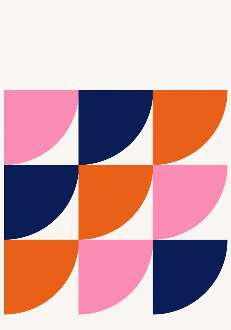 Mid-Century Modern Arc Grid: Geometric Abstract, Vibrant & C hahnemühle by NorwesClub
