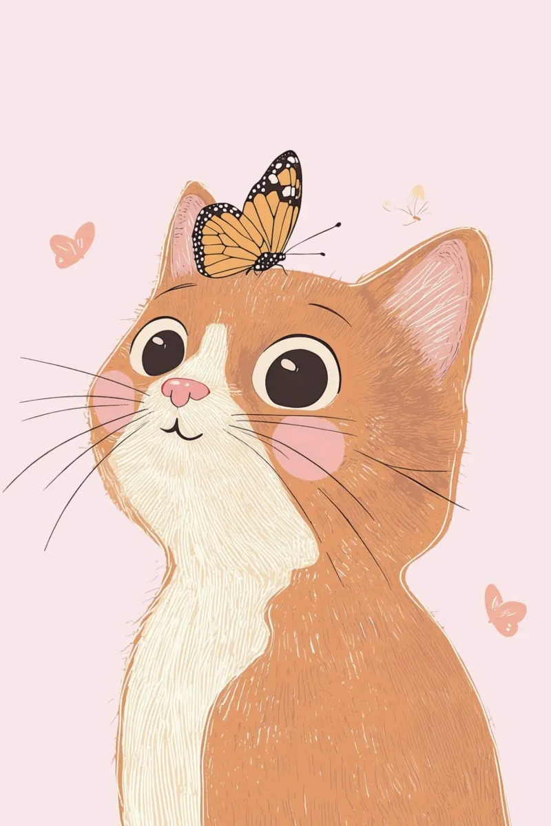 Cat Print, Boho Print, Whimsical Poster canvas by Little Lola