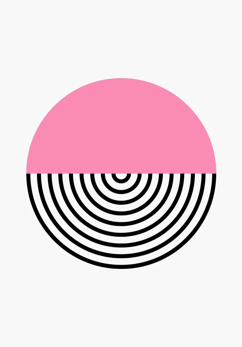 Memphis Pop: Círculo rosa y negro, moderno cuadro geométrico metacrilato de NorwesClub